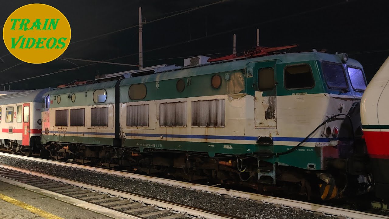 E402.162 con il demolendo: E656 448, Eurofima, UIC Z, ALn 668 3027-3001-3029 in partenza da Cancello
