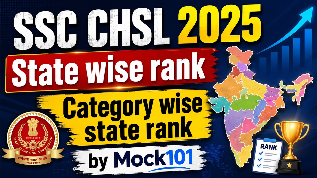 SSC CHSL 2025 State wise rank | Category wise state rank by Mock101