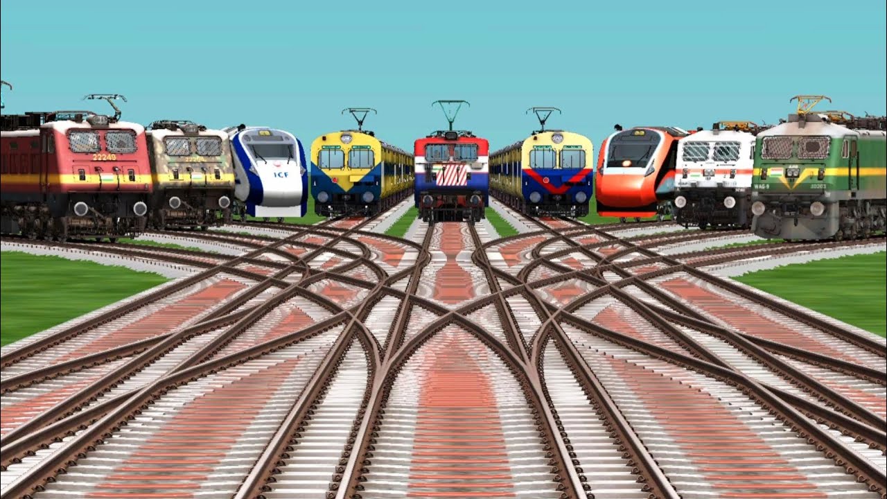 9 🚩 Trains vs Curve X Railroad Crossing Tracks | Most Dangerous Train Simulator Classic Gameplay 