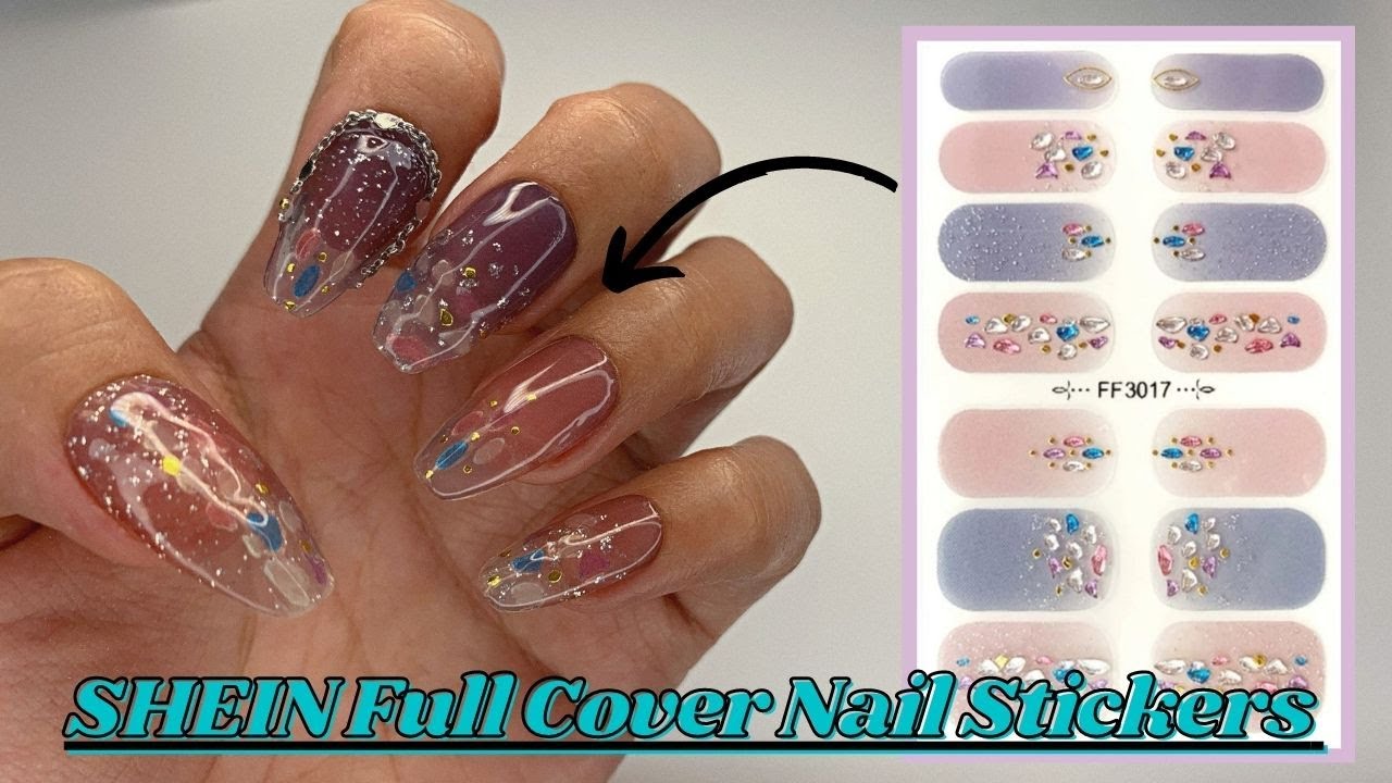 How I Apply SHEIN Nail Strips Easy Way | #shein #nails #stickers #nailart #nailstrips #네일 #nail