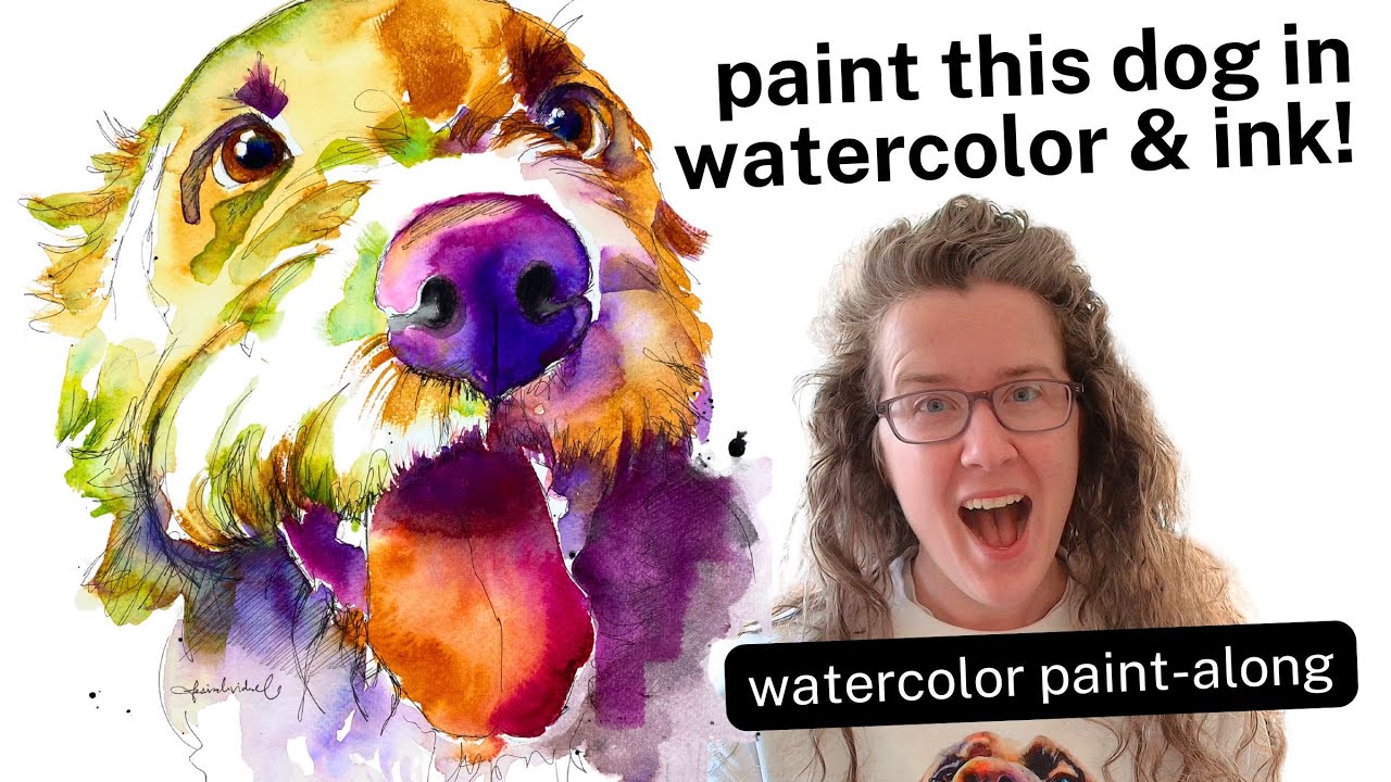 FAST colorful watercolor dog portrait tutorial
