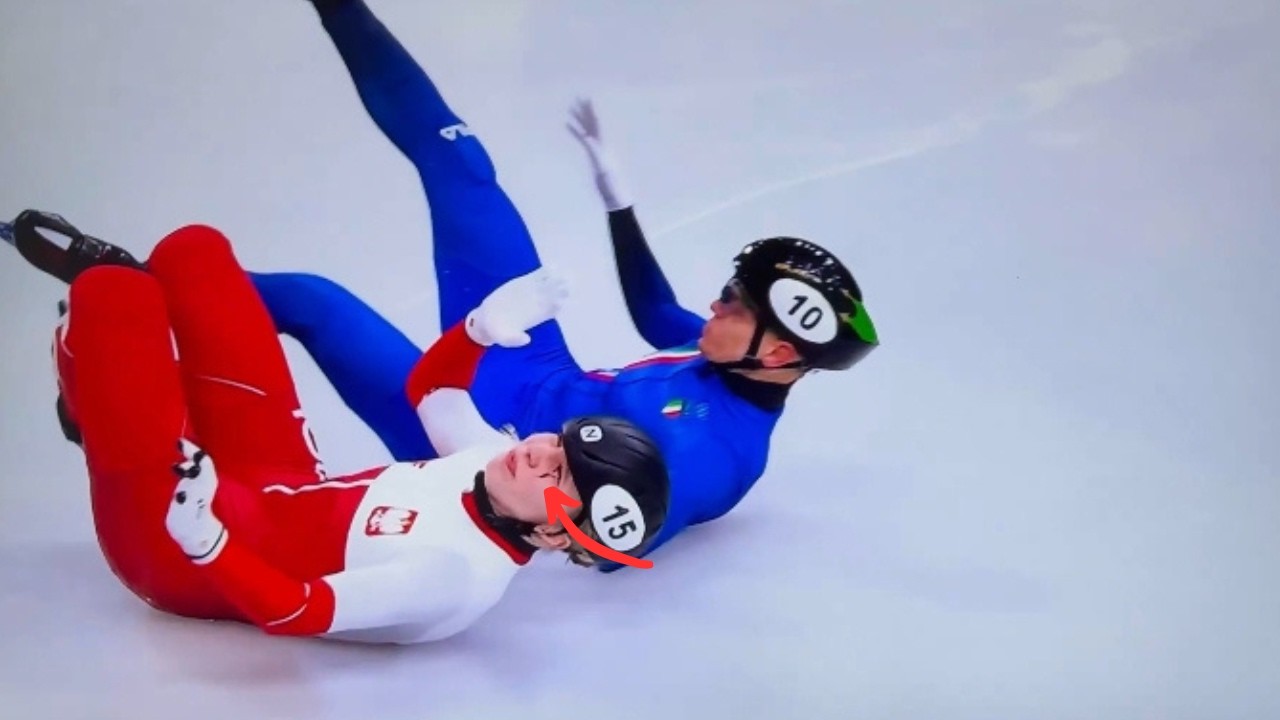 Kamila Sellier injury after crash collision in Women's 1500m short Track skating at Winter Olympics