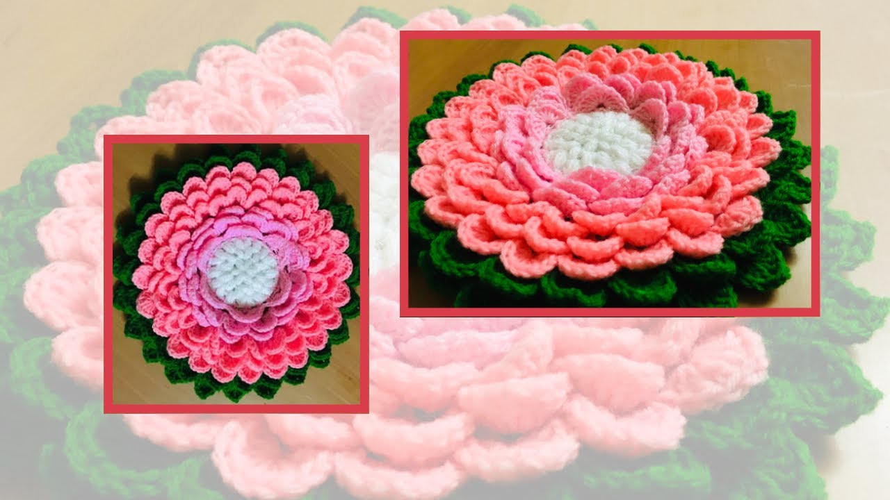 How to crochet DOILY step by step | 3D Crochet Lotus Doily