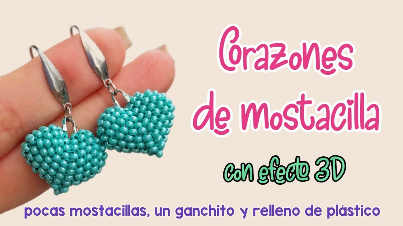 TUTORIAL #corazón de #mostacillas RELLENOS #bisuteria #chunky #aretes #chaquiras #abalorios #facil 