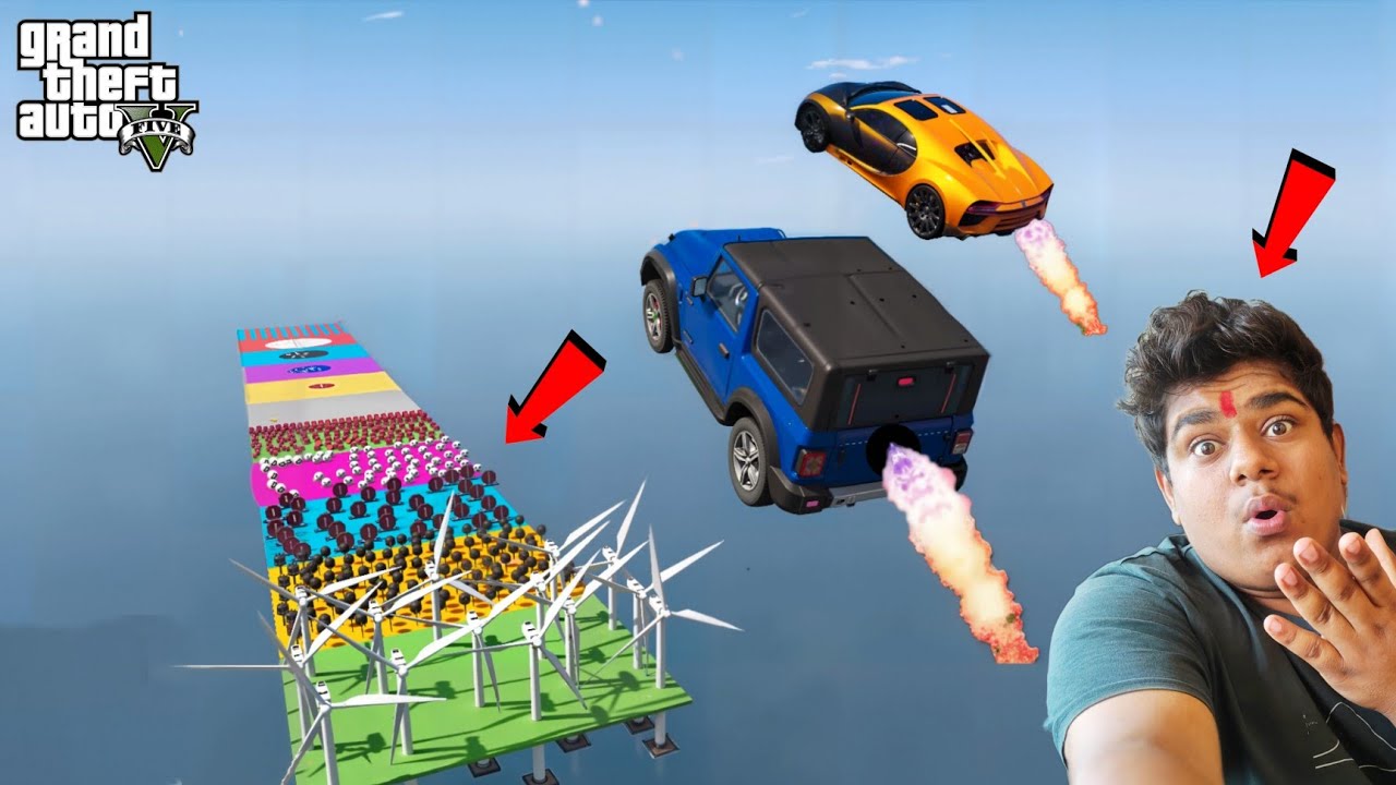GTA 5: Indian Cars Vs super cars | IMPOSSIBLE high jump 10 stage Challenge | GTA 5 MODS