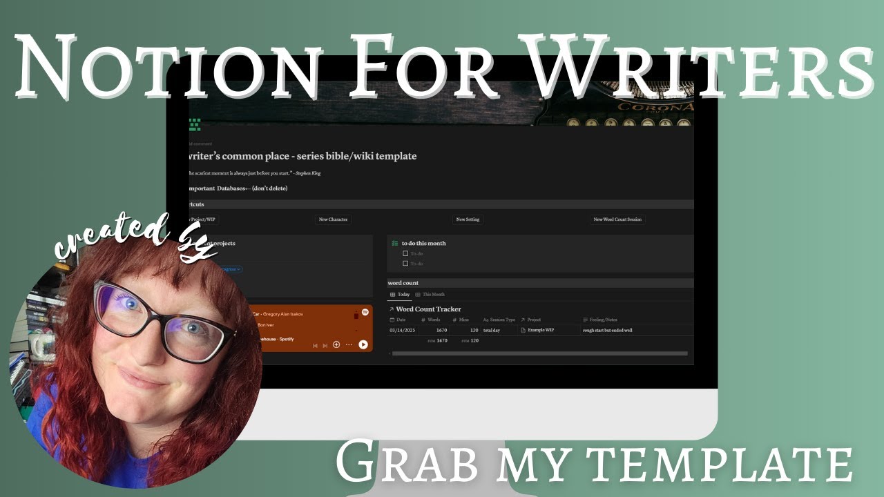 Notion for Writers | A Writer's Common Place - Series Bible/Wiki Template for Notion