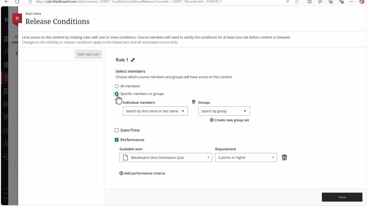 Setting Release Conditions