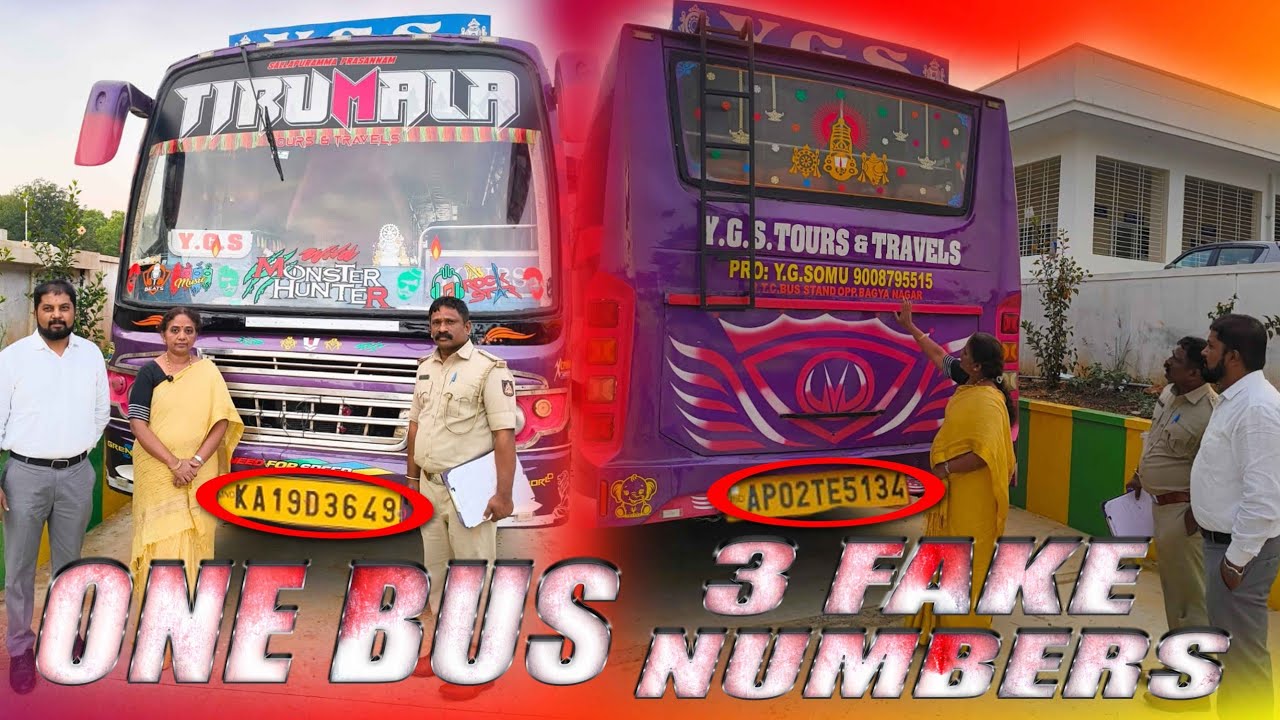 ONE BUS 3 FAKE NUMBER PLATES KGF A.R.T.O SEIZED BUS...