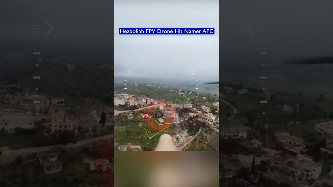 Israeli Namer APC Hit by Hezbollah Wire-Guided Drone From Behind!!