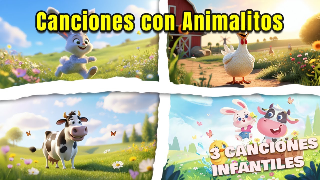 Animalitos y sus Canciones Mágicas ✨🐰 | Tres Canciones Infantiles para Pequeños Descubridores