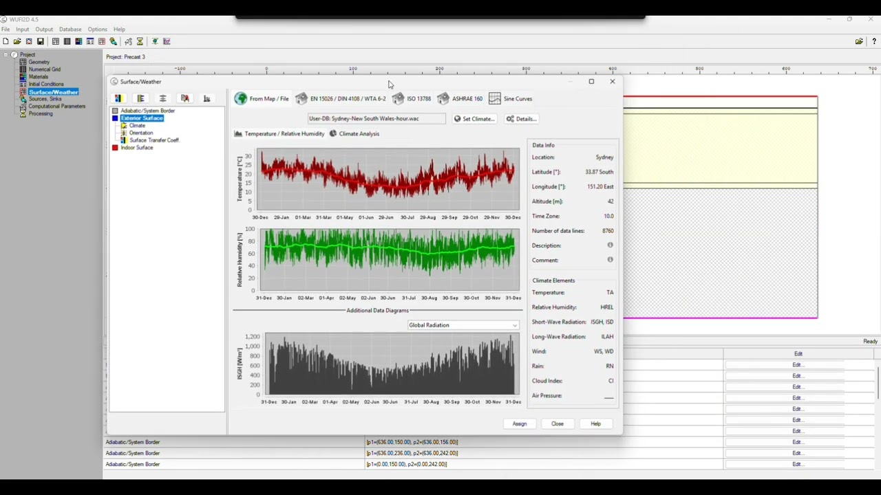 WUFI 2D. Hygrothermal /Condensation Analysis of Precast Concrete w/ vapour barrier behind insulation