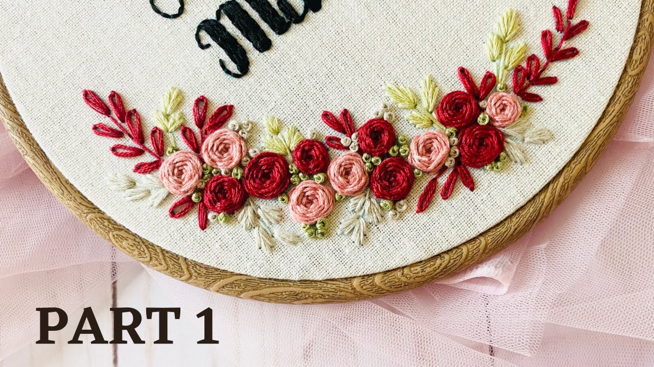 Hoop Art Floral Pattern Complete Tutorial PART 1 | Embroidery by afeei