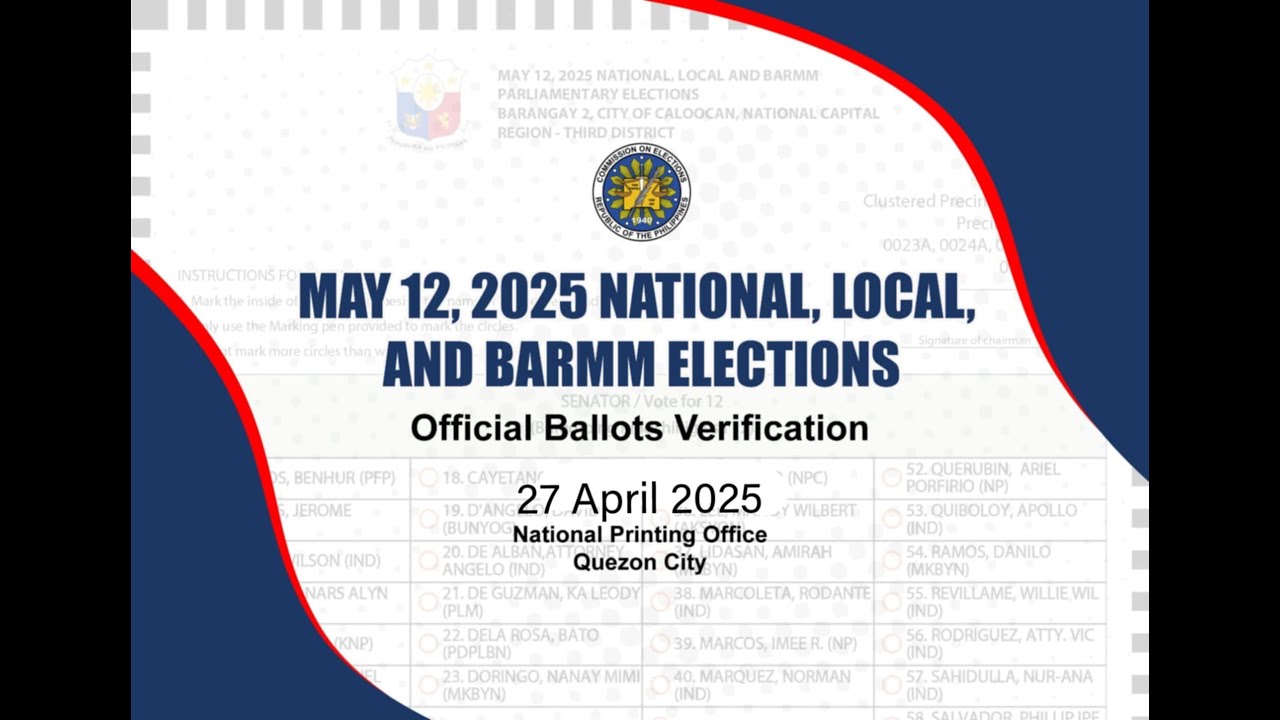 Verification of Official Ballots for the May 2025 National, Local and BARMM Elections