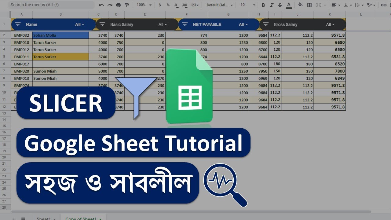 How to Use Google Sheet Slicer | Google Sheet Bangla Tutorial | Part-09