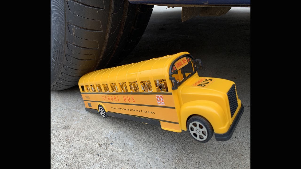 Experiment Car vs School Bus! Experiments and Crunch things with car #Shorts