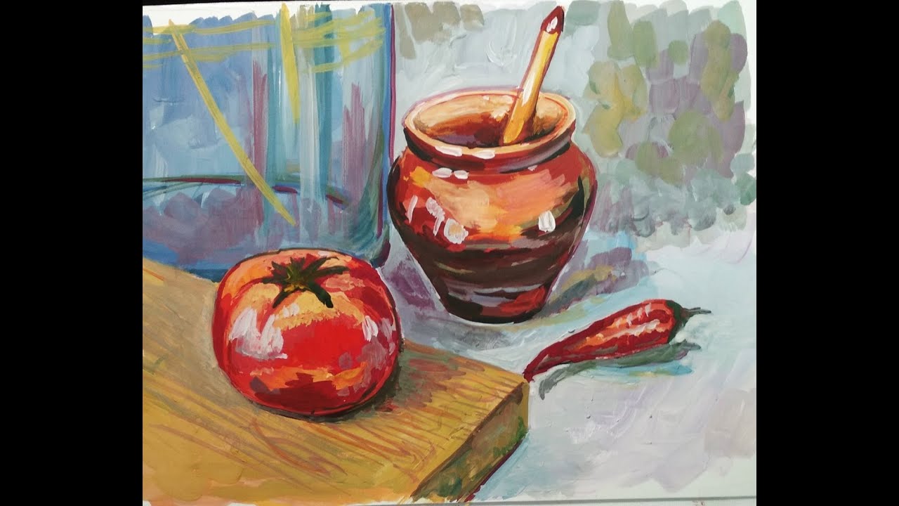 9. Уроки рисования. Натюрморт гуашью. 1 часть