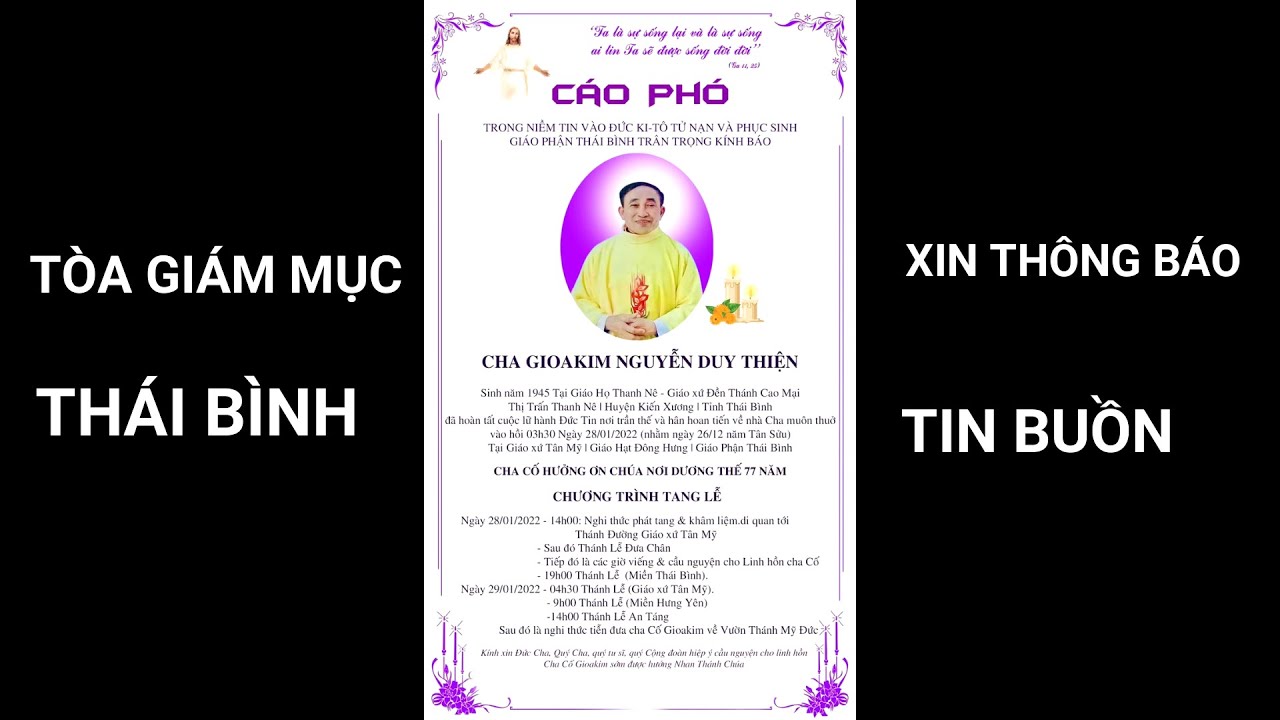 CHA CỐ GIOAKIM NGUYỄN DUY THIỆN | Đ&Atilde; AN NGHỈ TRONG CH&Uacute;A | C&Ocirc;NG GI&Aacute;O TH&Aacute;I B&Igrave;NH