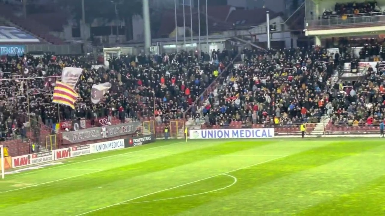 CFR - FCSB. ATMOSFERA FRUMOASA IN GRUIA! STARTUL MECIULUI SI IMNUL CAMPIOANEI