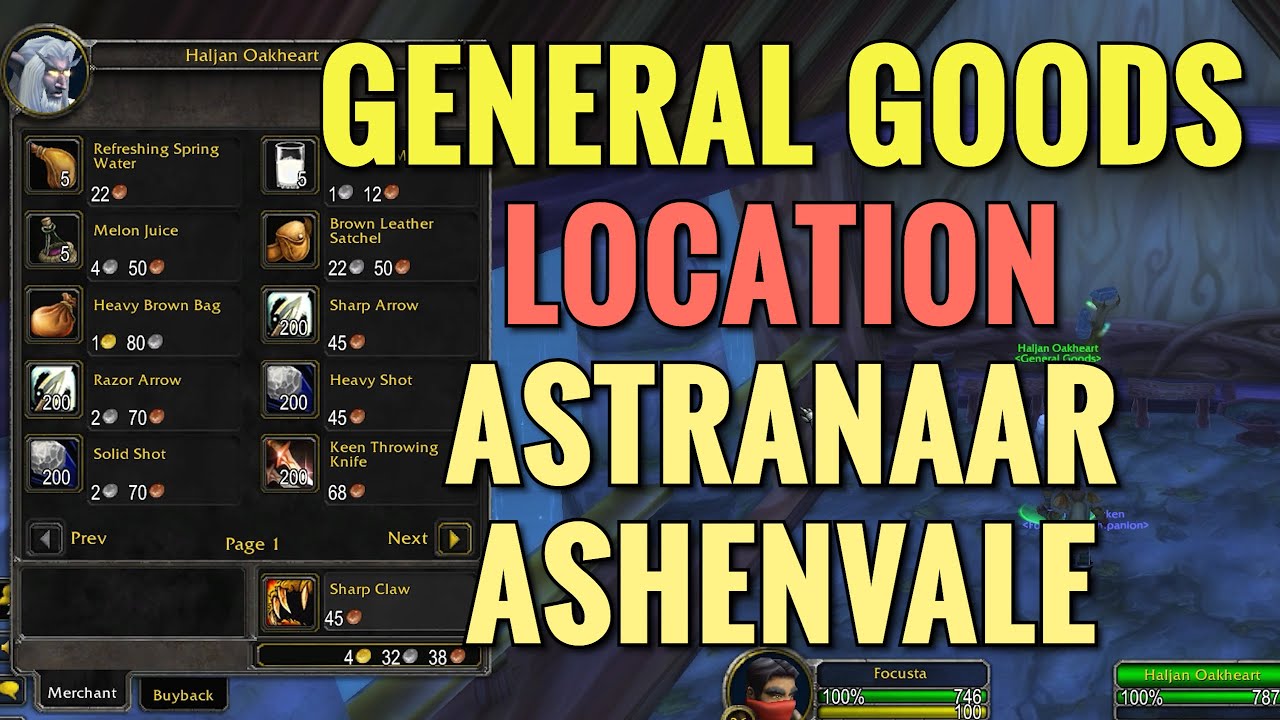Astranaar, Ashenvale General Goods Vendor Location - WoW Classic