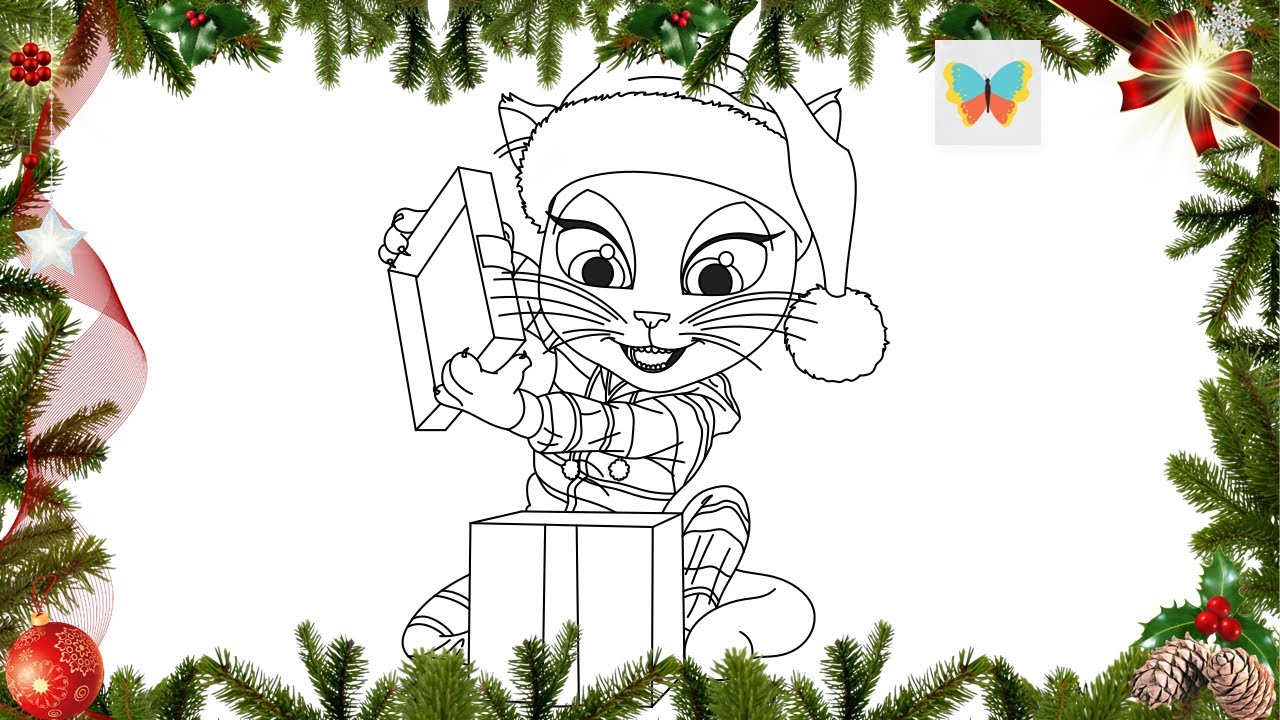 New Year  [4 December] Как нарисовать Анджелу с коробкой подарка! [Мой Говорящий Том]