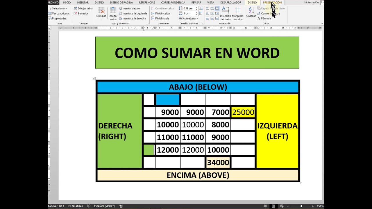 COMO SUMAR FILAS Y COLUMNAS EN WORD, (FUNCION SUMA) APRENDE A SUMAR DE FORMA RAPIDA Y SENCILLA