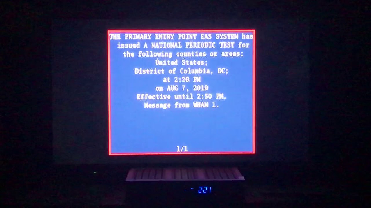 2019 National EAS NPT Test on Spectrum Rochester, NY (DASDEC II)