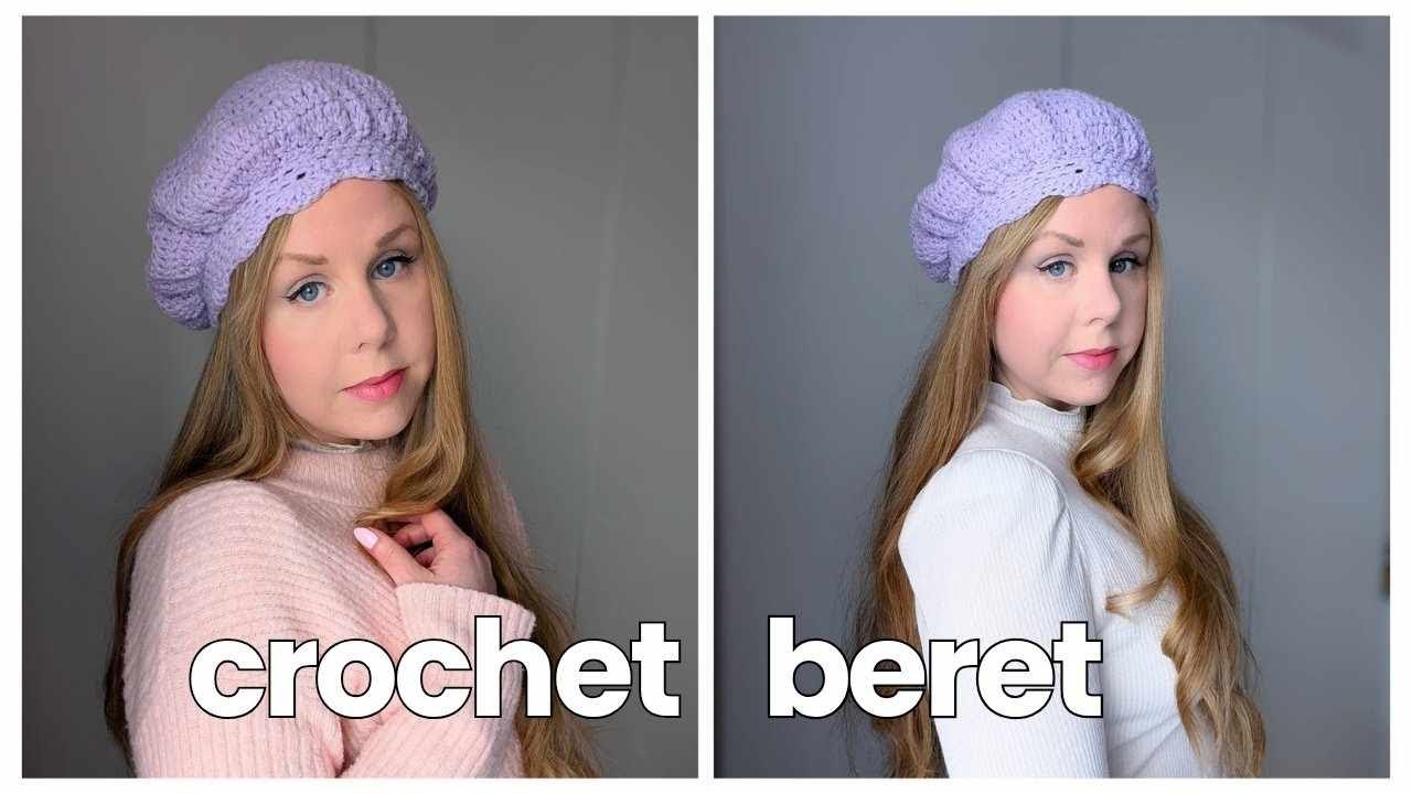 CROCHET EASY FRENCH BERET FOR BEGINNERS DIY | How To Crochet Lilac Beret Tutorial & Free Pattern