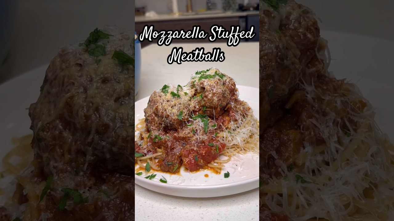 Фрикадельки с моцареллой. Рецепт на моём сайте 🍝 #fyp #рецепт #фрикадельки #спагетти #паста