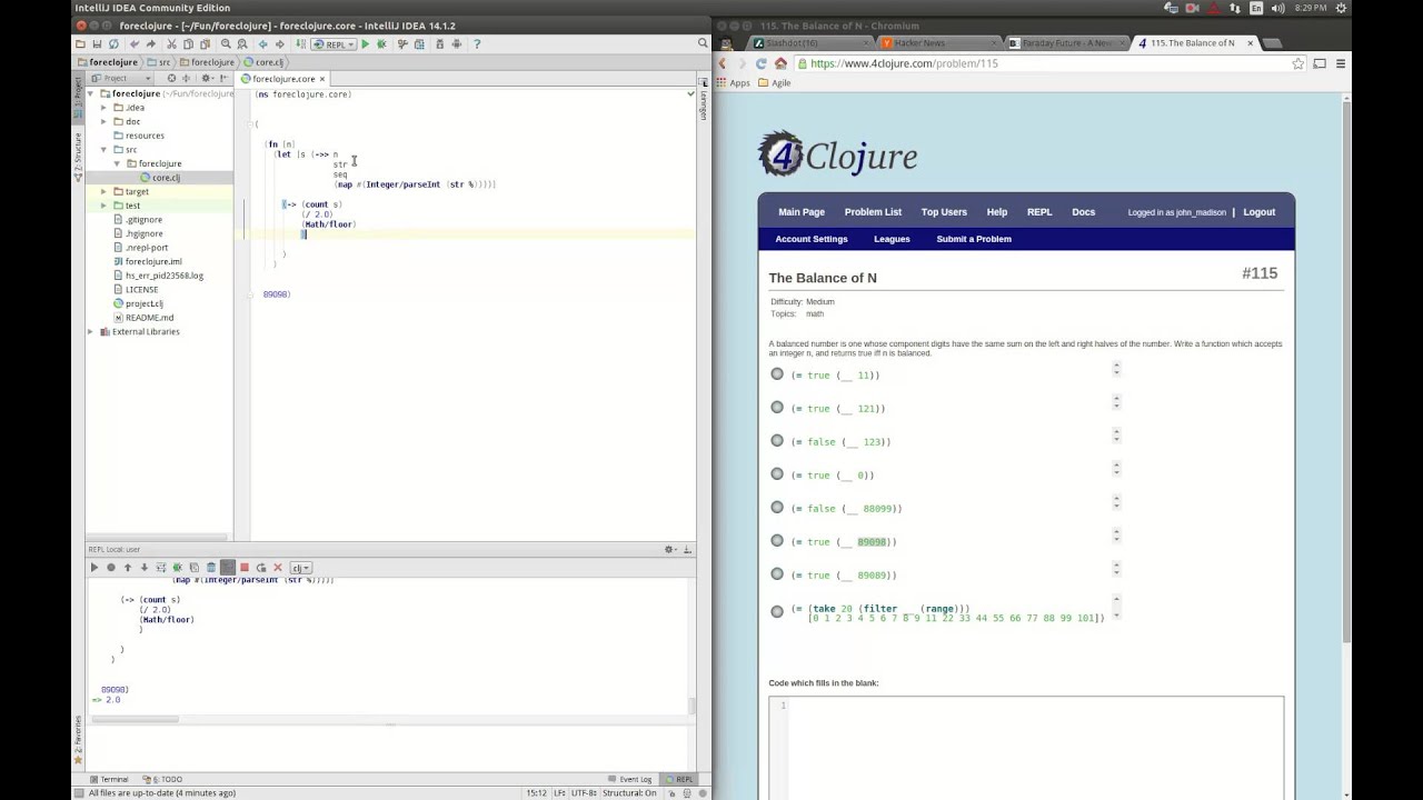 4Clojure Solution to Problem 115 The Balance of N