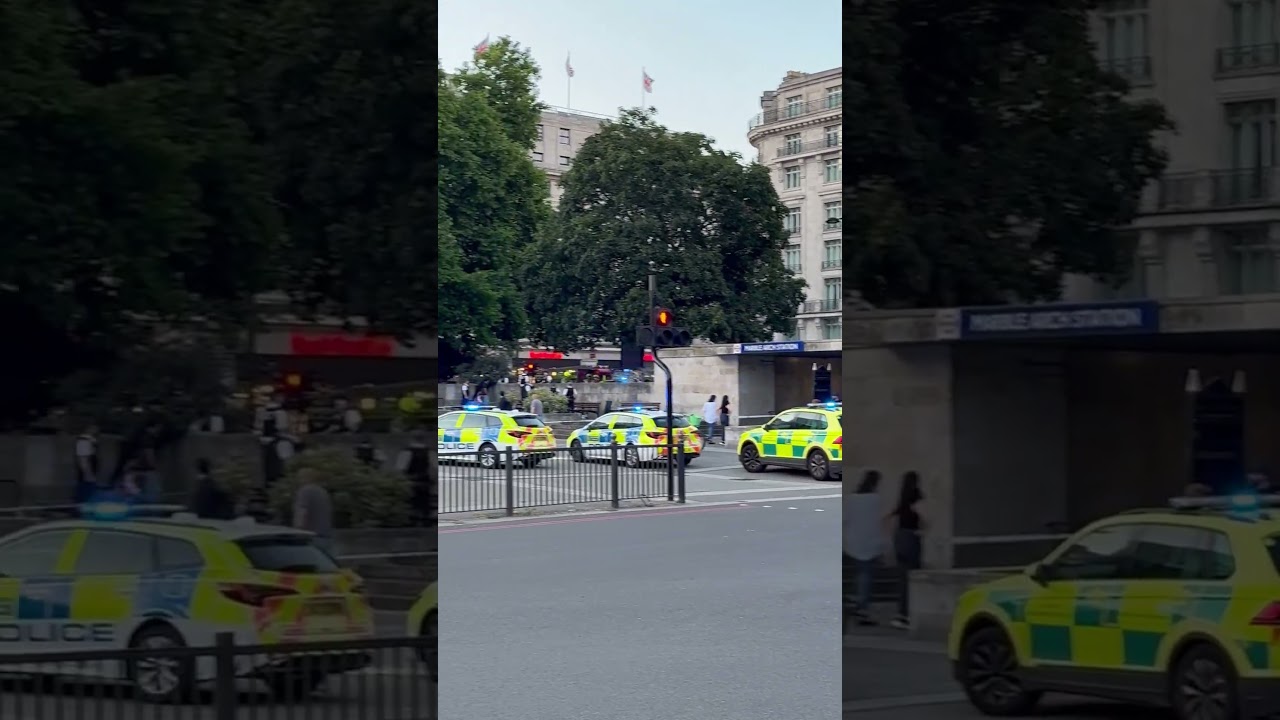 Emergency Services responding to incident in Marble Arch, London. 