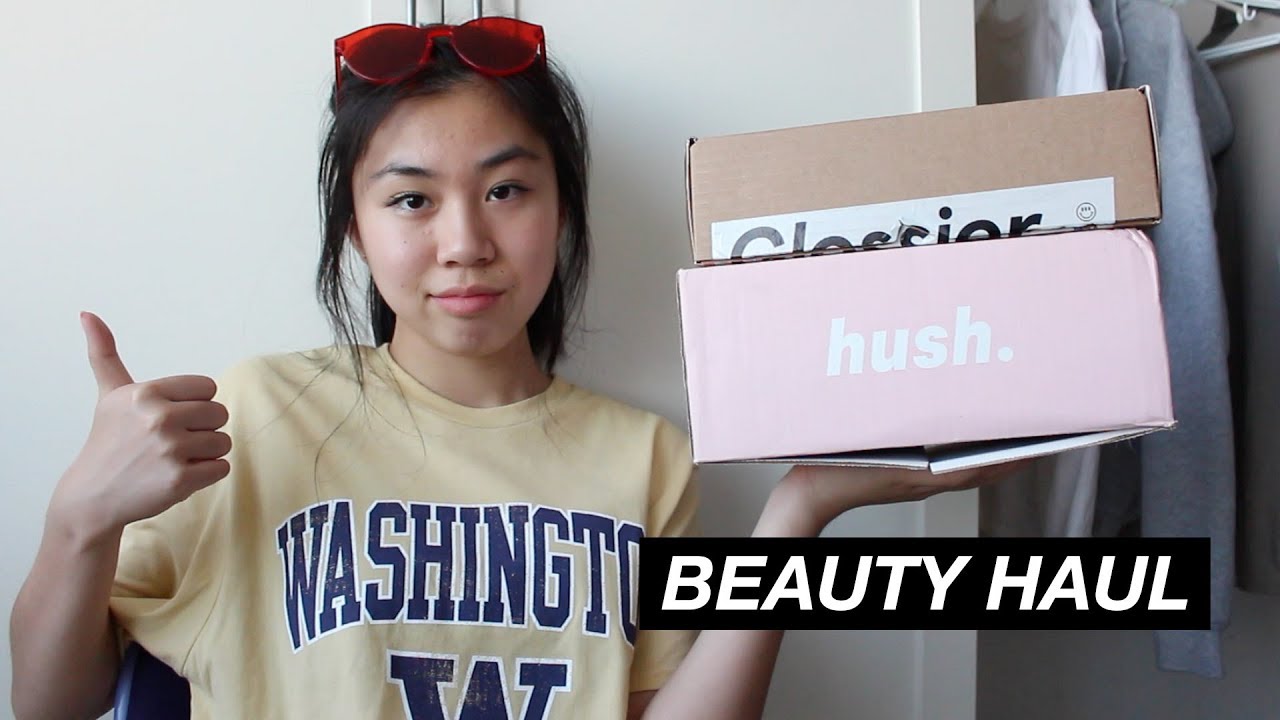 skincare + makeup haul ft. hush + glossier