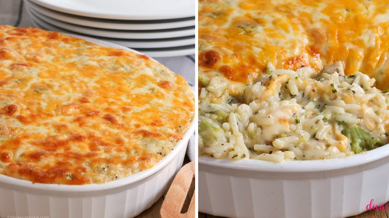 Запеканка с курицей, брокколи и рисом с сыром — с нуля!
