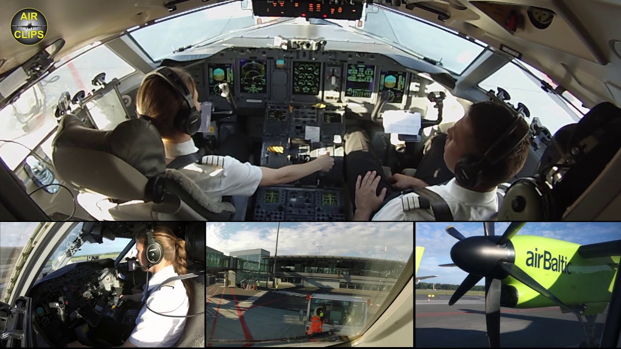 Captain Marina starring Air Baltic Q400 ULTIMATE COCKPIT MOVIE [AirClips full flight series]