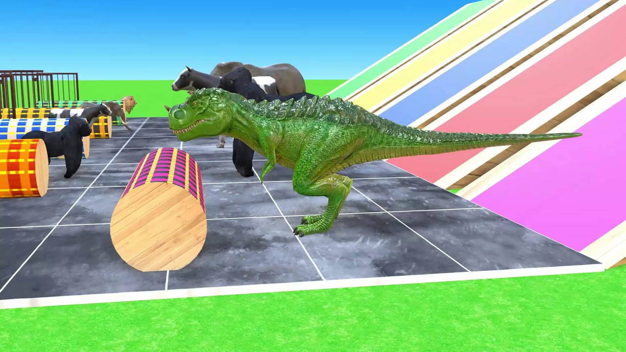 Long Slide Game With Cow Elephant Gorilla Hippopotamus Tiger 3d Animal Game Funny 3d Animals