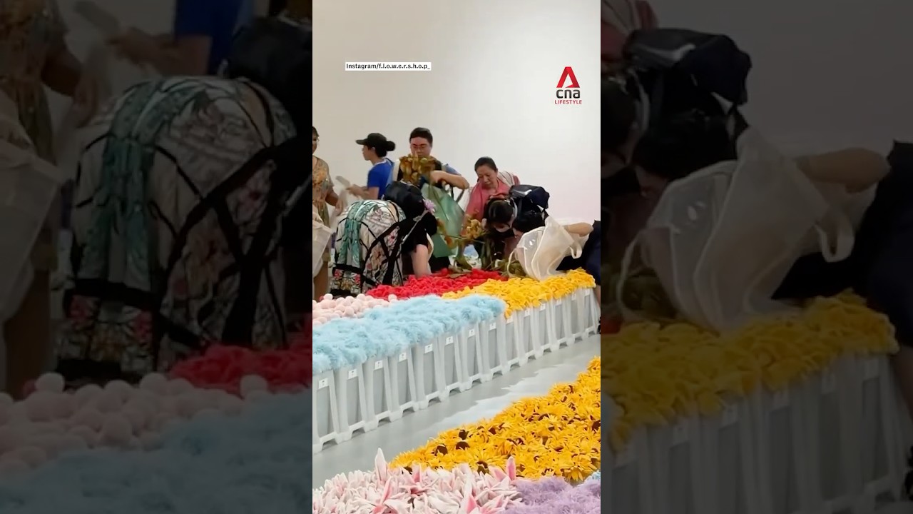 Crowds in Singapore rush to snap up plush flowers at CJ Hendry's Flower Market