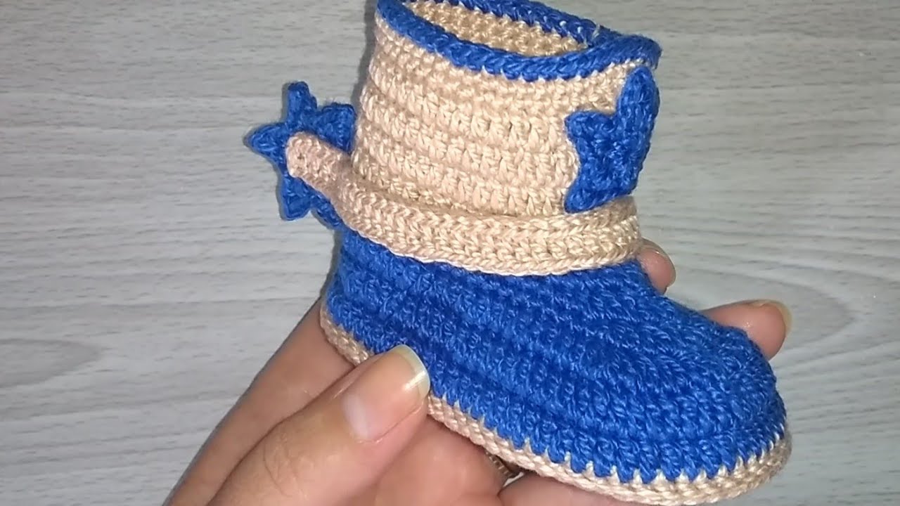 Bota country de crochê para bebê de 0 a 3 meses - passo a passo