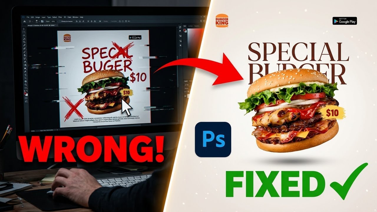 Stop Making These Food Poster Mistakes in Photoshop#design#photoshoptutorial#ai