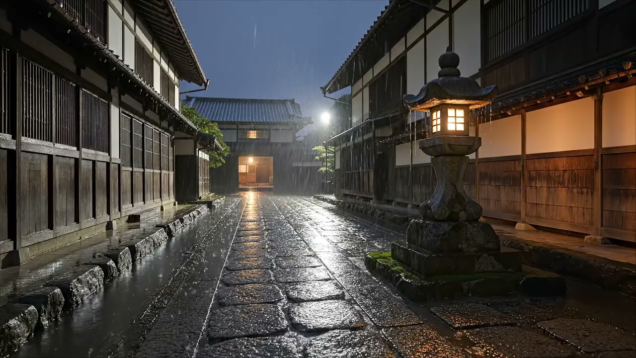 The sound of rain in the streets of Japan