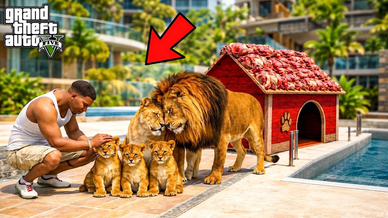 Franklin Found Hidden Lion Babies In GTA 5 !!