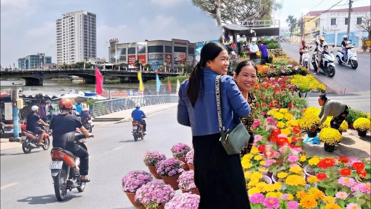 Chợ Hoa Xuân Long Xuyên 2026 – Biển Hoa Khoe Sắc, Bà Con Xôn Xao Mua Tết