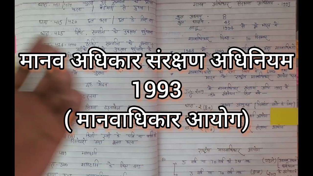 मानव अधिकार संरक्षण अधिनियम - 1993|| Human Rights || राष्ट्रीय मानवाधिकार आयोग || #UPSI #AayuSir