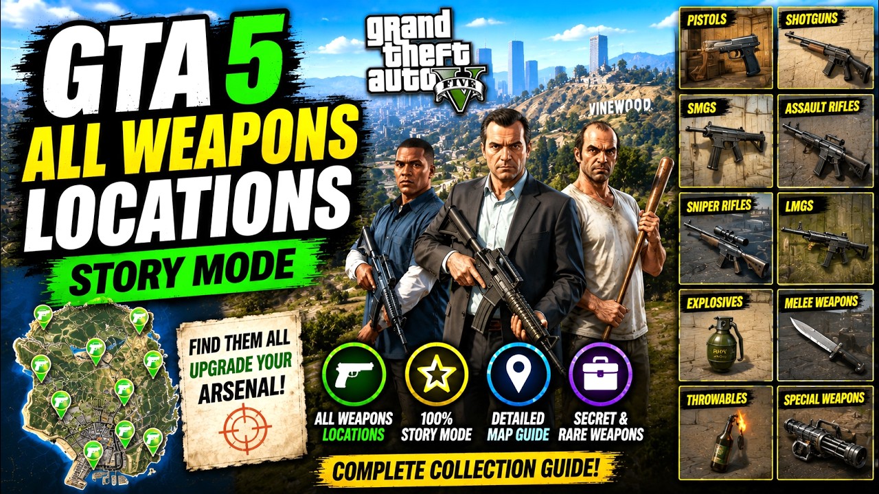 GTA 5 - WEAPONS LOCATIONS (PS3, PS4, Xbox360, XboxOne and PC)