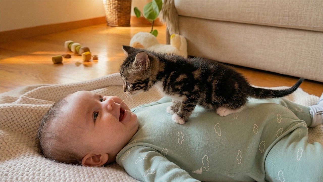 No One Expected This Baby & Kitten Moment 😻👶