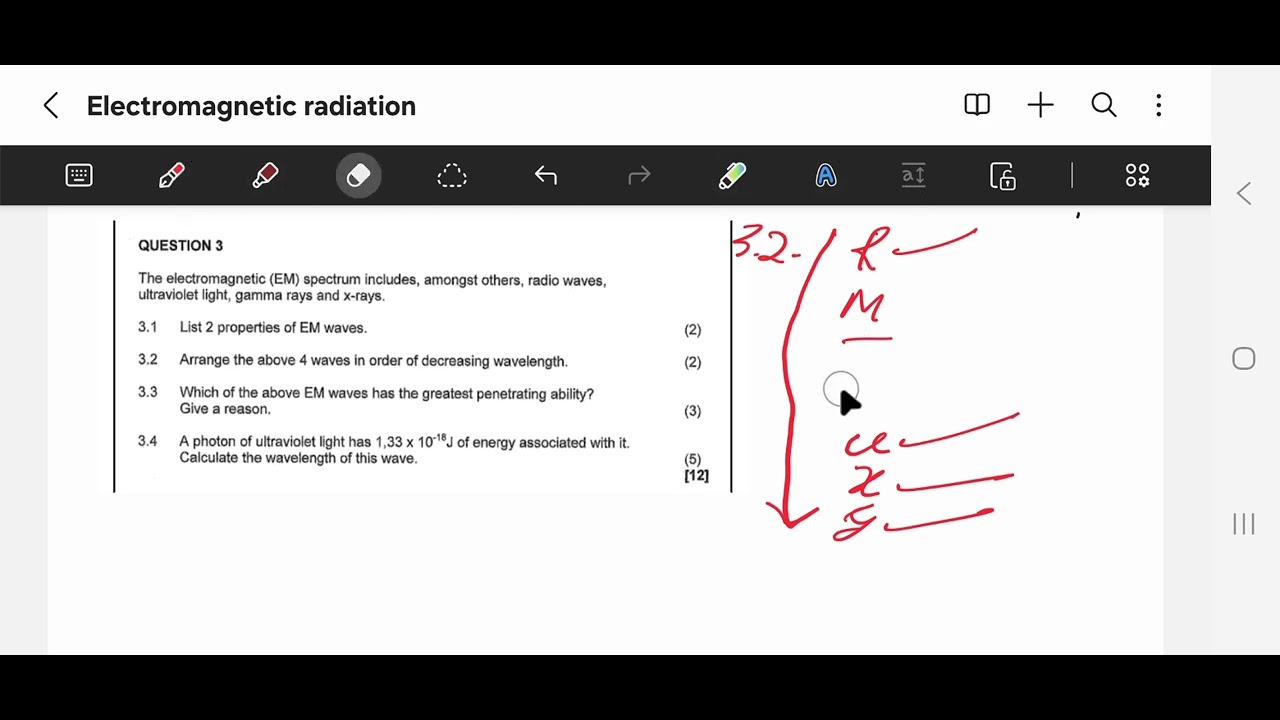 EM radiation gr10 exam question