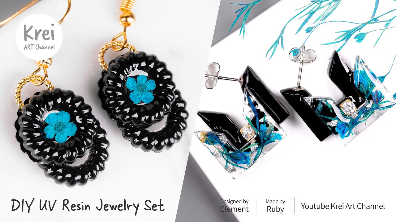 【UVレジン】レイクブルーのドライフラワージュエリーコレクション〜♪ UV Resin-Lake Blue Dried Flower Jewelry collection!!