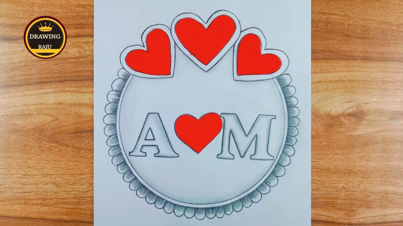 How to make A❤️M couple letter circle drawing||A+M letter circle drawing with pencil sketch 