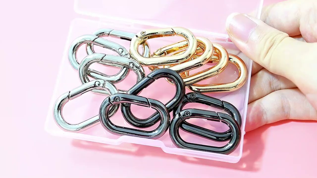 12pcs Carabiner Clip Hooks Metal Spring Key Rings Oval Rectangle Spring Keychain Buckle Snap Clips