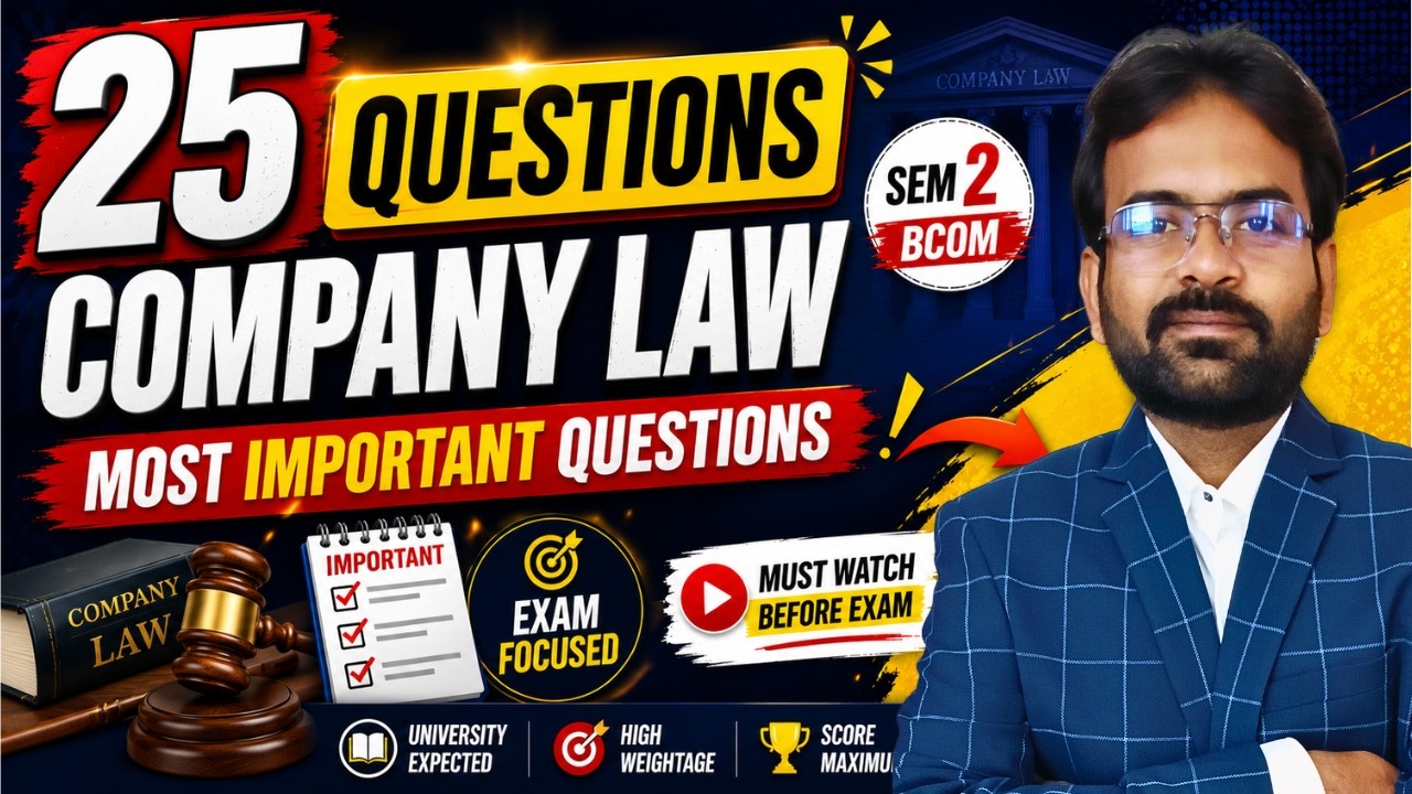 25 Questions | Company Law Most Important Questions | Sem 2 | BCOM | CWG for BCOM