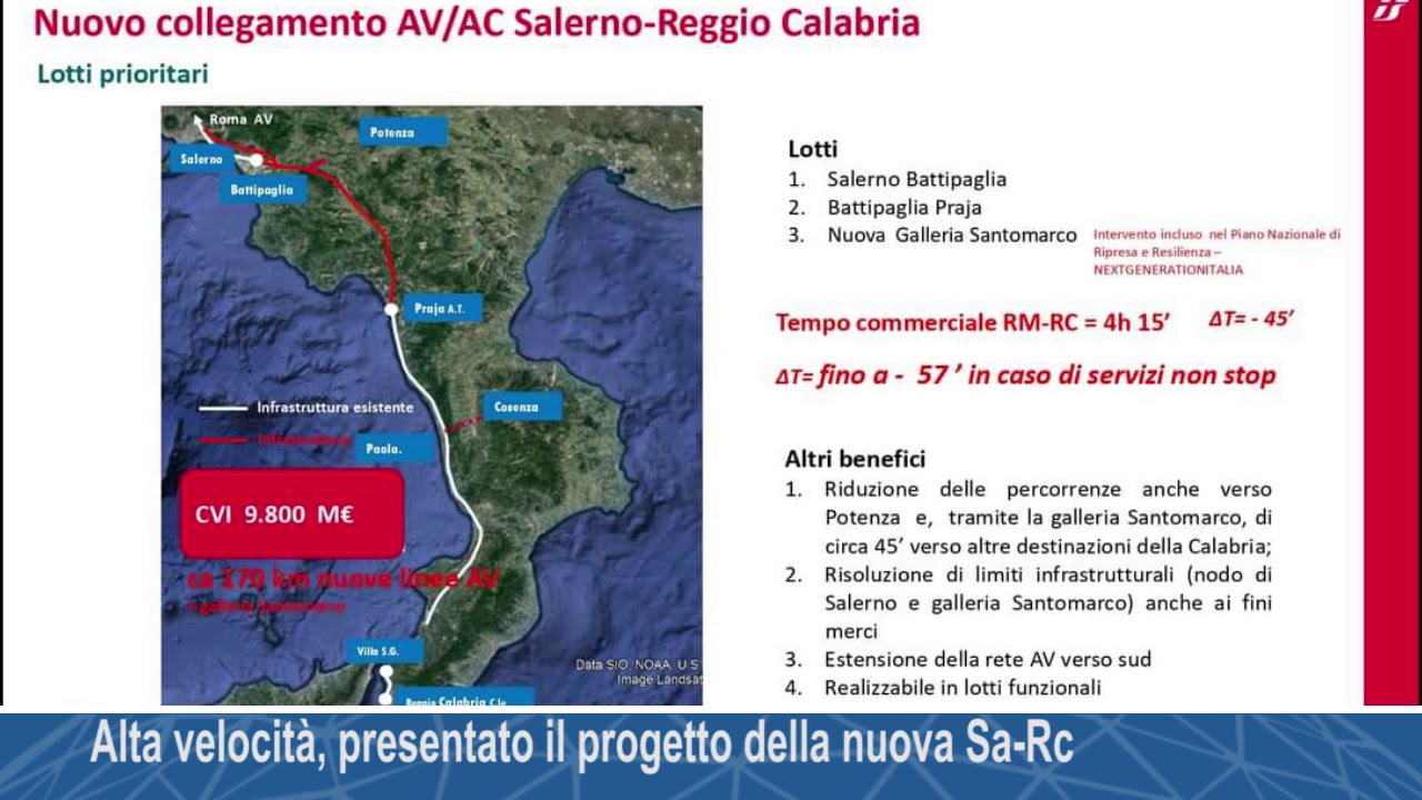 Alta velocità, presentato il progetto della nuova Sa-Rc