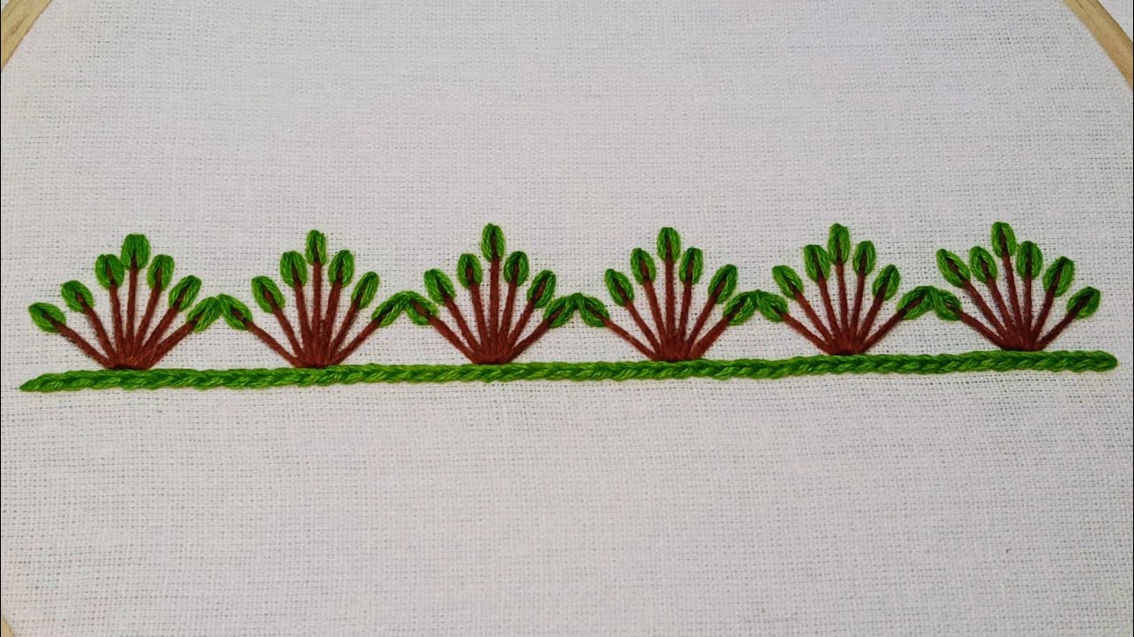 Beautiful Borderline Hand Embroidery Design | Unique Border Design With Hand Embroidery